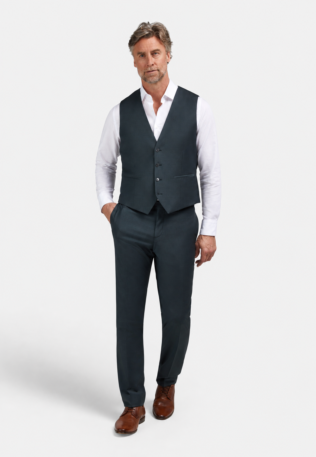 Anzug mit Weste Modern fit - Grün