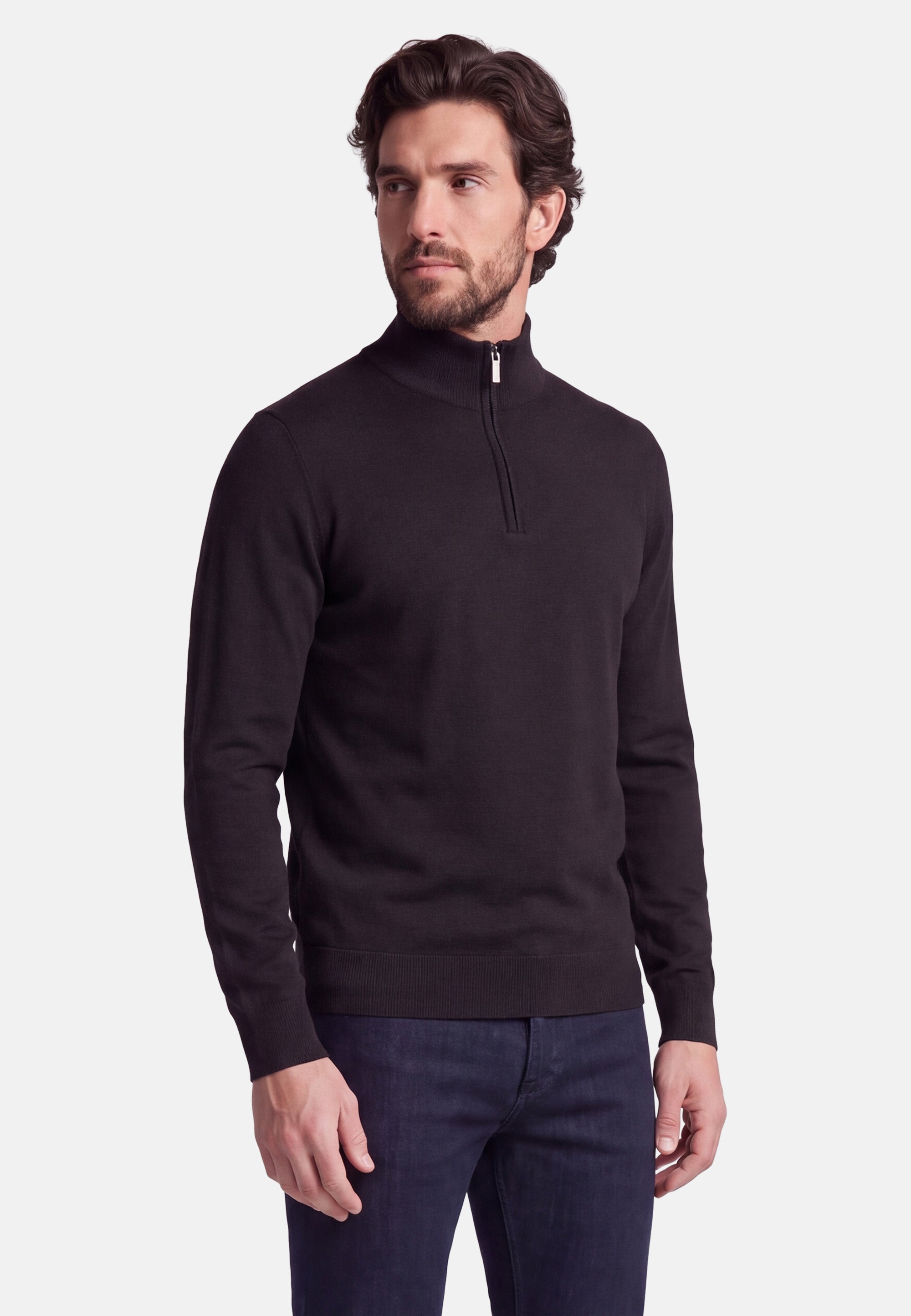 STRICK ZIP TROYER – Schwarz – Ansicht 1