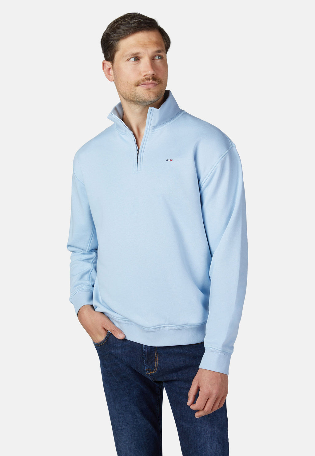 ZIP TROYER SWEAT – Hellblau – Ansicht 1
