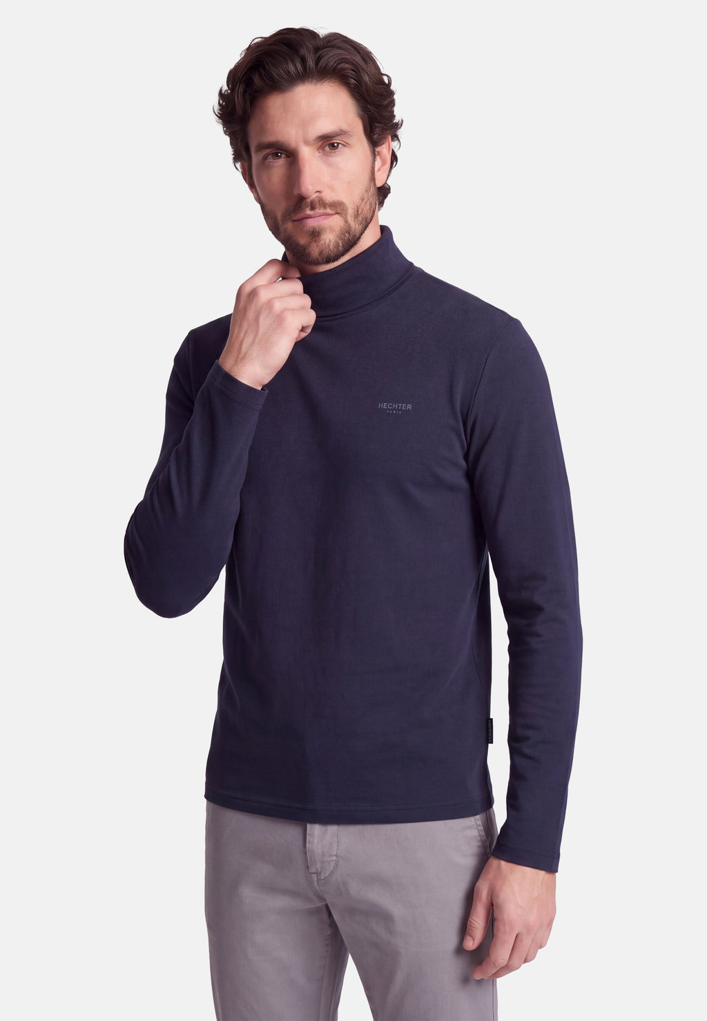 JERSEY ROLLKRAGEN – Mitternachtsblau – Ansicht 1